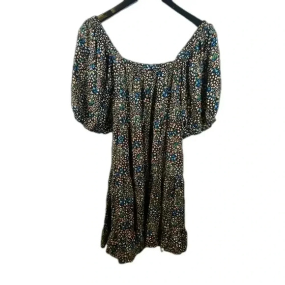 Wild Fable - Black Floral Boho puffy sleeve dress - Large - Picture 6 of 7